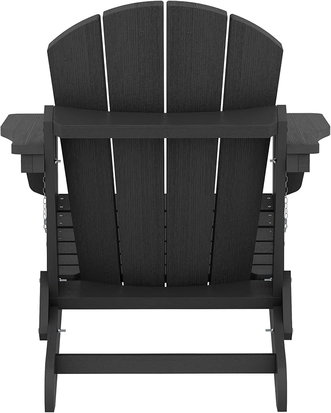 SERWALL Folding Adirondack Chairs Patio Chairs Lawn Chair Outdoor Weather Resistant for Patio Garden, Backyard Deck, Fire Pit - Black