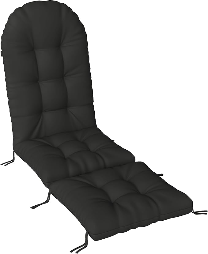 Adirondack Chair Cushion with Ottoman, Folding Adjustable Adirondack Seat Cushions, Waterproof Adirondack Patio Chair Pads for Garden, Deck, or Poolside, Small-Black-1