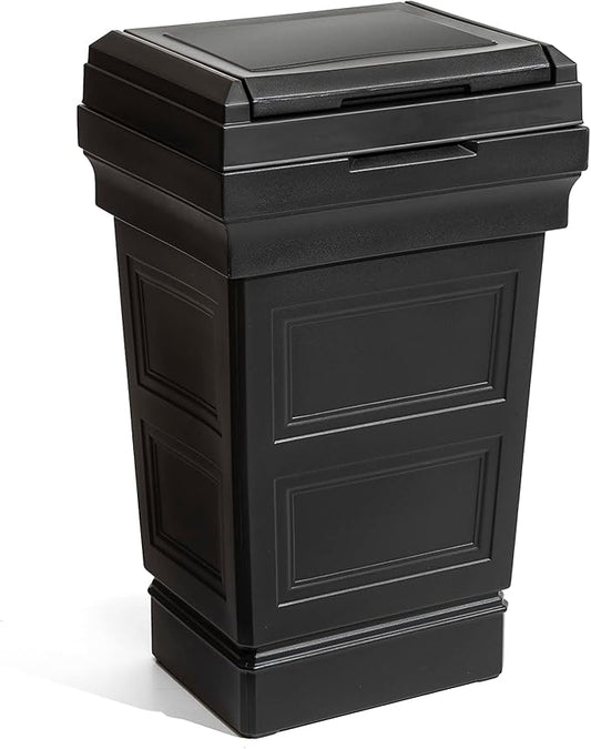 Step2 Atherton Large Garbage Container, Indoor/Outdoor Trash Can with Lid, Weather Resistant, Made of Durable Plastic, Weather-Resistant, Onyx Black