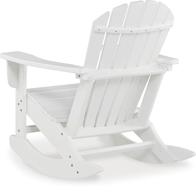 Signature Design by Ashley Sundown Treasure Cottage Weather Resistant Outdoor Rocking Chair with 1 Cup Holder, White