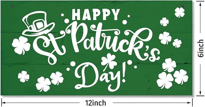 Hanging Happy St. Patrick's Day Wooden Wall Art, Irish Home Sign, Rustic Farmhouse Decor