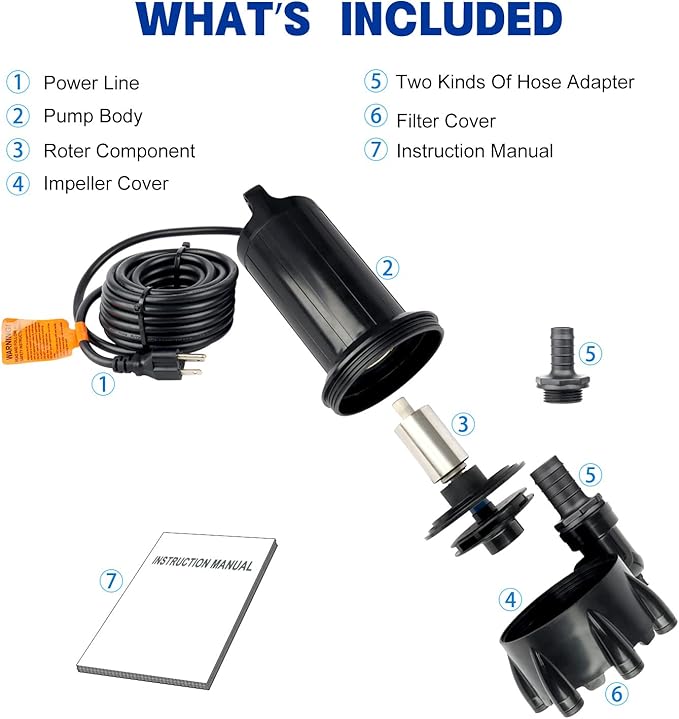 OYO WATER 2000GPH Submersible Outdoor Inline Pond Pump High Head Water Pump for Garden Waterfall Fountain Water Circulation for Koi Fish Pond