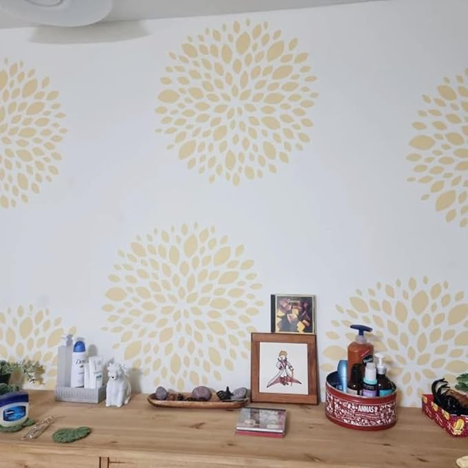 Large Flower Stencils for Painting Dahlia Flower Stencils for Walls 14” Floral Stencil Templates for Garden Fence Wood Furniture Fabrics