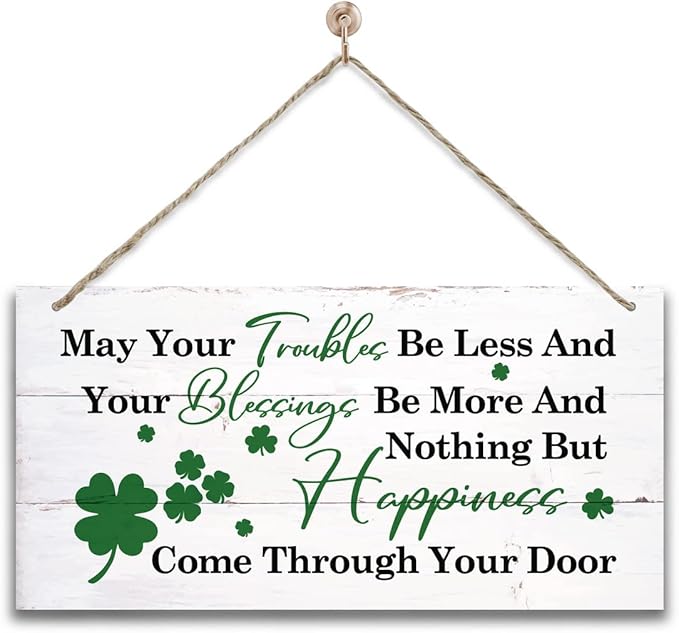 Hanging St Patricks Day Wood Decor Sign, Irish Prayer Printed Wood Wall Art Sign, Home Signs Decor, Hanging Door Wood Sign, Irish Blessing Sign, St Patricks Day Decor, Rustic Farmhouse Décor