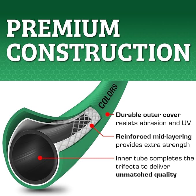 Flexzilla Colors Garden Hose 5/8 in. x 25 ft., Lightweight All-Weather Water Hose, Durable and Flexible, Leak-Free Connections, Forest Green