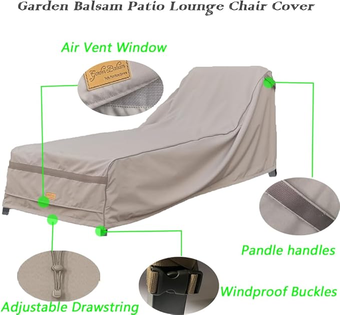 Patio Chaise Lounge Cover Waterproof,Heavy Duty Outdoor Lounge Chair Covers,Beige Durable Patio Furniture Covers,2Pack,80L*28W*30Hinch