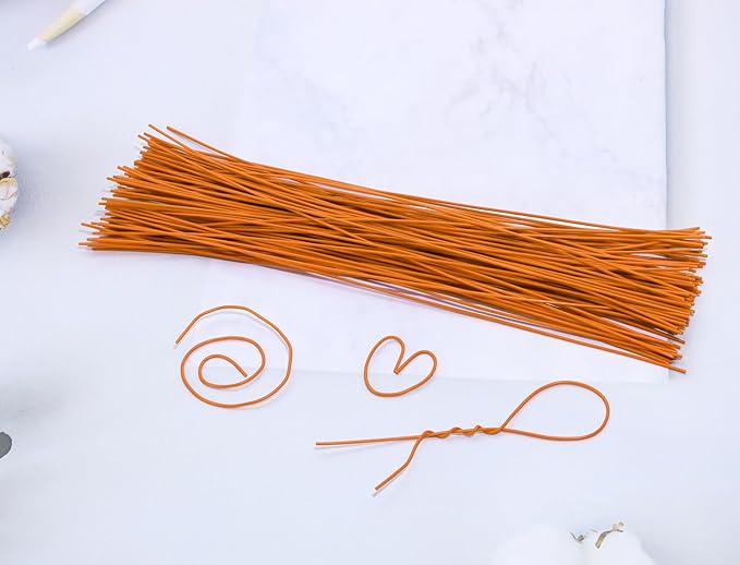 Tupalizy 8 Inch Reusable Cable Ties Wire Twist Ties Garden Twine for Plastic Bags Electronics Cords Organizing Gardening Vines Climbing Plants Halloween Christmas Holiday Decors Crafts, 100PCS, Orange