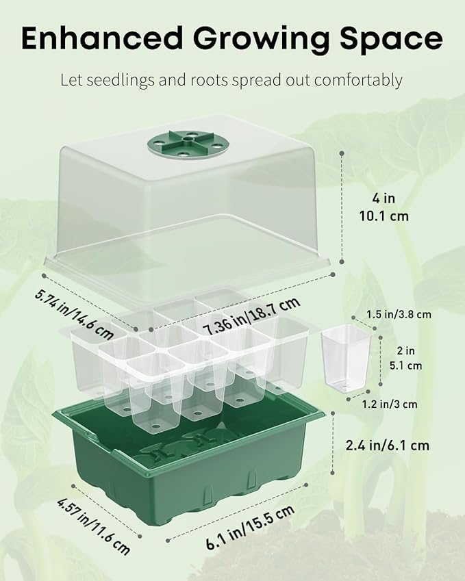 Pawfly 10 Pack Seed Starter Kit, 120 Cells, Seed Starter Trays with 4" Humidity Domes, Planting Tools & Labels, Indoor Seedling Starter Trays, Reusable Plant Germination Trays, Seed Starting Trays