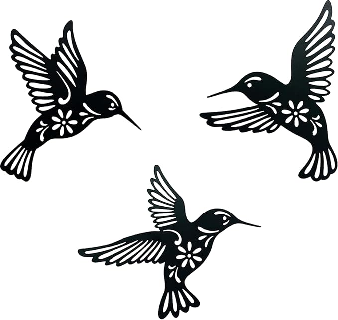 Metal Bird Wall Art Decor- Hummingbird Wall Art Silhouette Outdoor Wall Decor Art for Your Patio, Garden, and Home Metal Art Decor, Indoor and Outdoor Hanging