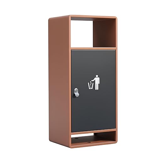 Commercial Outdoor Trash Can with Lid,Rust-Resistant Waterproof Windproof Garbage Can with Removable Inner Barrel, Lockable Stainless Steel Trash Bin for Patio Hotel Park Garden(Orange)