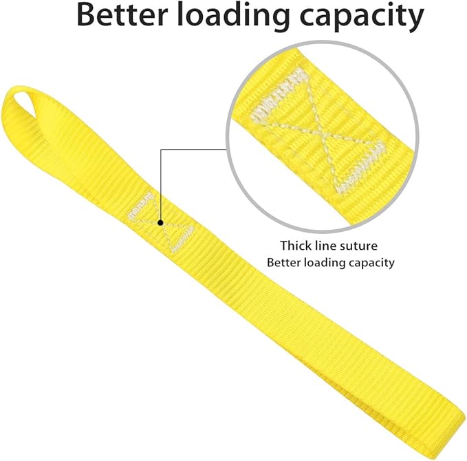 Soft Loop Tie Down Straps 1800Lbs Load Capacity, Tie Down Loops for Securing ATV UTV Motorcycles Scooters Dirt Bikes Lawn Garden Equipment Yellow (8 Pack)