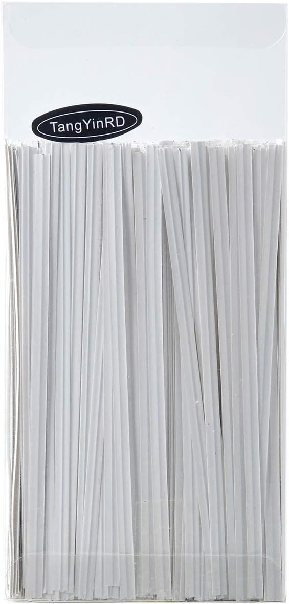 Tangyinrd 500 Pcs 5" White Paper Twist Ties Reusable Bread Ties, for Party Cello Candy Bread Coffee Bags Cake Pops