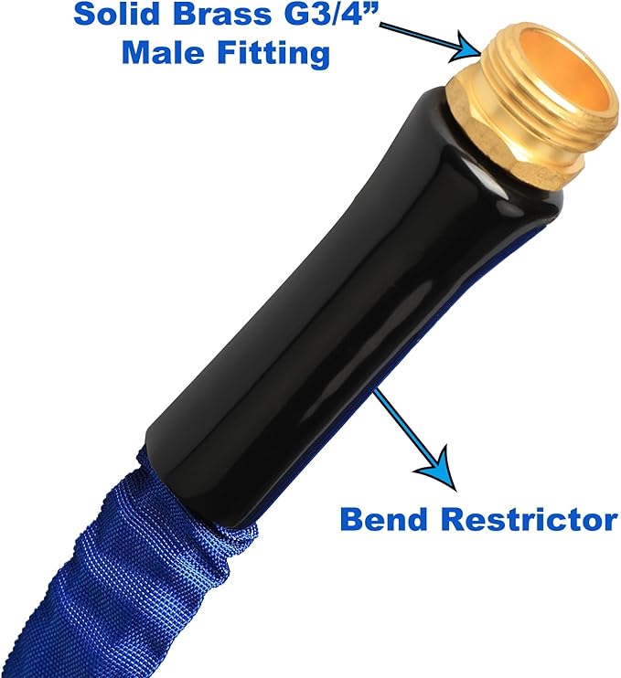 YOTOO Garden Hose 50 FT, Lightweight, Durable, Flexible, Non-Expanding, Kink-Free Water Hose with Solid Brass Fittings for Outdoor, Watering flants and flowers, Car Wash