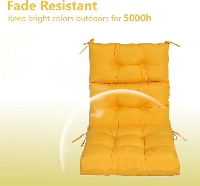 High Back Chair Cushions Set of 2, Adirondack Chair Cushion with Waterproof, Rocking Chair Cushion for Outdoor Patio, Garden Porch 45”x 22”x 4 (2, Yellow B)