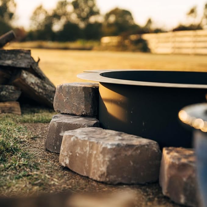 Ash & Ember 46" Outside Dia Steel Fire Pit Liner x 41" Inside - 4 Panel Liner 1.5mm Thick Steel, DIY Above or In-Ground Outdoor Fire Pit, High Temperature Finish, Portable Wood Burning Fire Ring