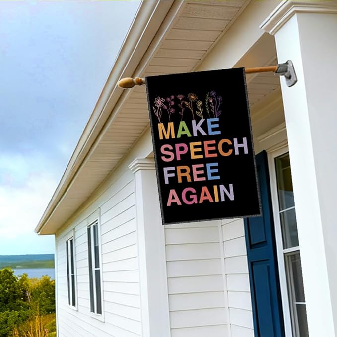 RZHV Make Speech Free Again Double-Sided Garden Flag for Outdoor House Yard Sign Garden Decor Parade, Free Speech Liberty Yard Sign, Political Outdoor Banner, Patriots Gifts