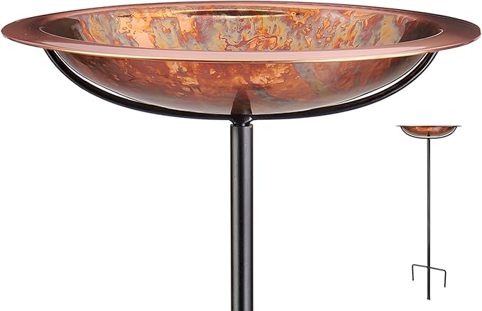 Good Directions Fired Copper Bird Bath on Garden Pole 13"