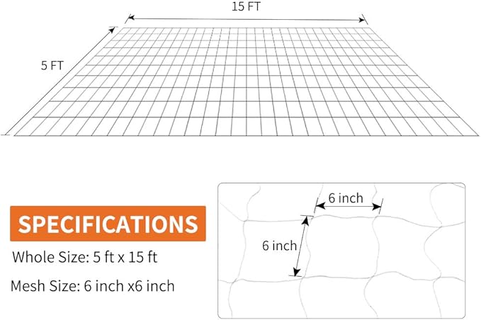 Tcamp Heavy-Duty Polyester Plant Trellis Netting 5 x 15ft (2 Pack) (5 Ft X 15 Ft)