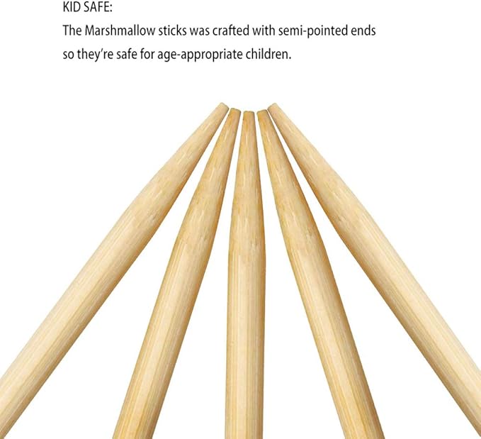 FLYPARTY Bamboo Marshmallow Roasting Sticks with 30 Inch 5mm Thick Extra Long Heavy Duty Wooden Skewers,Roaster Barbecue S'Mores Skewers Hot Dog Forks for Camping,Party,Kebab Sausage(60 Pcs)