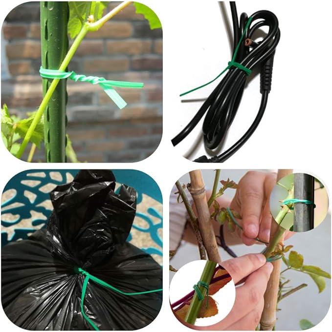 POYEE 8" 20cm Garden Twist Ties Plastic Garden Plant Support Cable Cord Ties (100, Green)