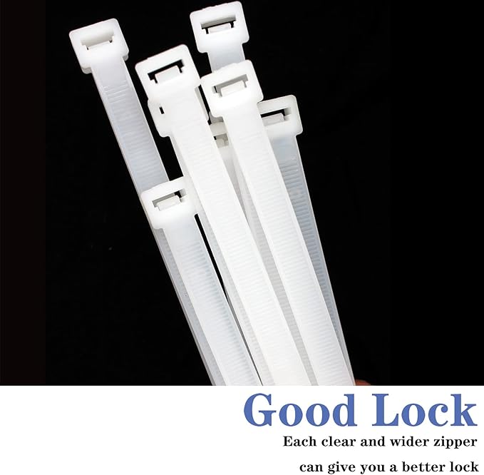Extra Wide Zip Ties 24 inch, Strong Large Zip Ties Heavy Duty with 250 lbs, Long Big Industrial Wire Tie, Thick White Cable Tie for Outdoor,12 PCS