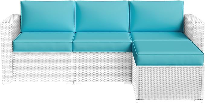 Aoxun 26" x 26" Patio Furniture Cushions for Outdoor Furniture Set of 4, Thick Replacement Patio Couch Cushions for Outdoor Furniture, 7-Piece Splashproof Fade Resistant Outdoor Couch Cushions, Blue