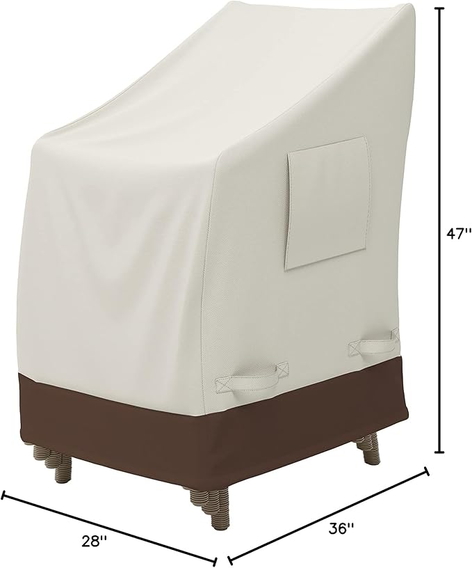 Amazon Basics Outdoor Stackable Chairs Cover, Waterproof, Anti-UV, Weather Resistant, Durable, Beige/Tan