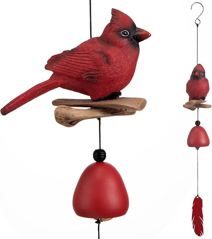 Cardinal Bird Wind Chime, Cardinal Gifts for Glory Mother’s Love Gift, Bird Bell Chimes for Garden Backyard Church Hanging Decor, Red
