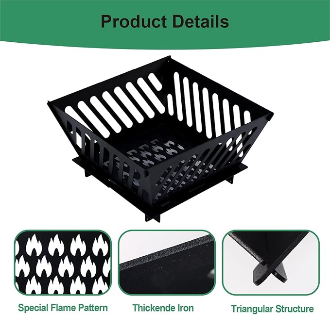 17 inch Portable Fire Pit for Outside Collapsible Plug Fire Pit Suitable for Camping, Picnics, Courtyards, Garden Bonfires and Outdoor Firewood with Storage Bag