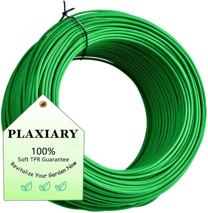 Soft Plant Tie for Plant Support, Φ3.5mm 164ft Reusable Garden Twist Ties Heavy Duty Garden Wire Green Plant Twist Tie for Plant Vines, Stems & Stalks and Home Organization