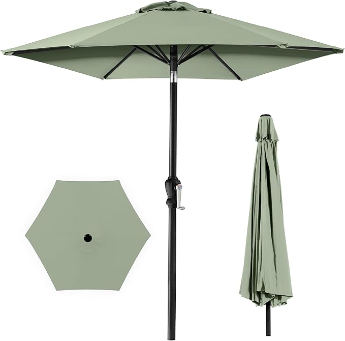 Best Choice Products 10ft Outdoor Steel Polyester Market Patio Umbrella w/Crank, Easy Push Button, Tilt, Table Compatible
