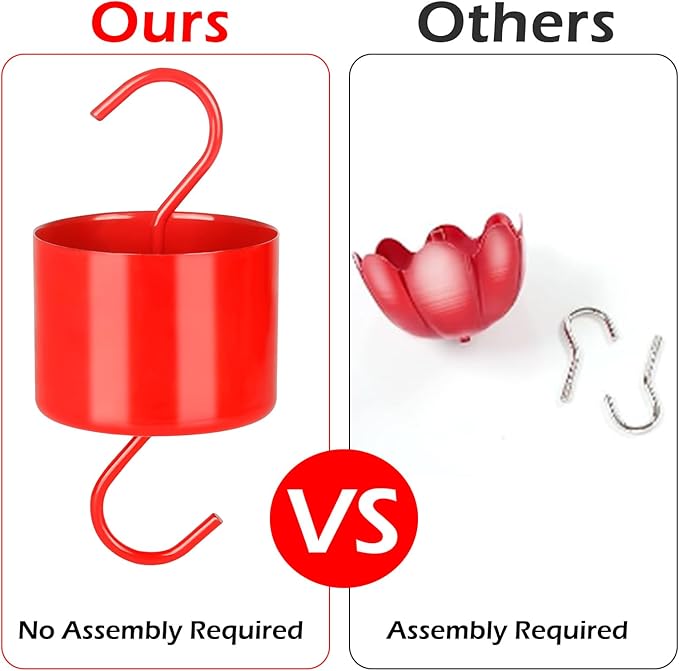 Large Metal Ant Moat for Hummingbird Feeders, Red Hummingbird Feeder Ant Guard, 4 Hooks and 4 Brushes