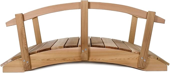 All Things Cedar FB96-R Garden Bridge with Side Rails | 8-Ft Cedar Wood Bridge for Gardens, Backyards & Streams | Easy to Assemble & Made from Untreated Western Red Cedar | 94x38x36