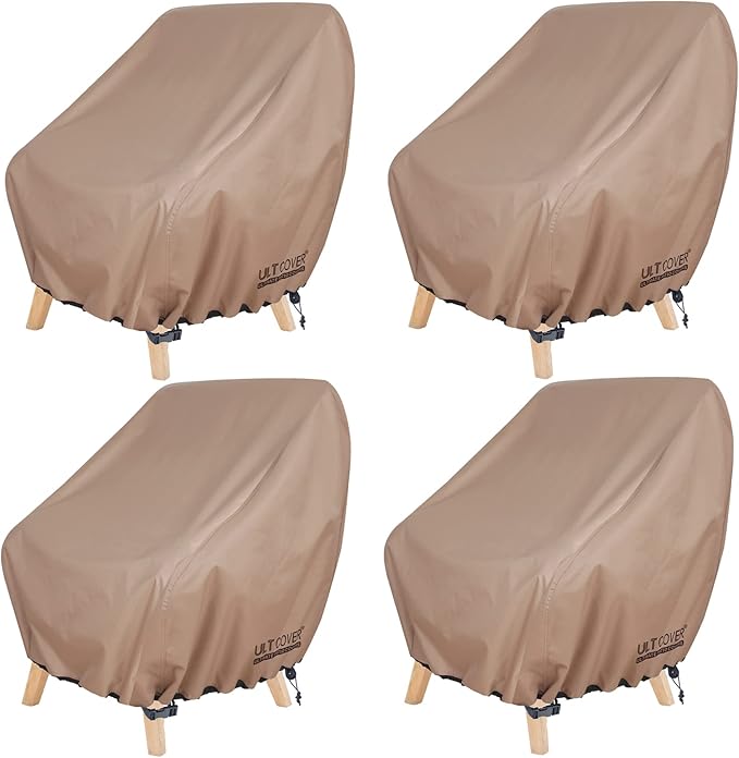 ULTCOVER Waterproof Patio Chair Cover – Outdoor Lounge Deep Seat Single Lawn Chair Cover 4 Pack Fits Up to 35W x 38D x 34H inches