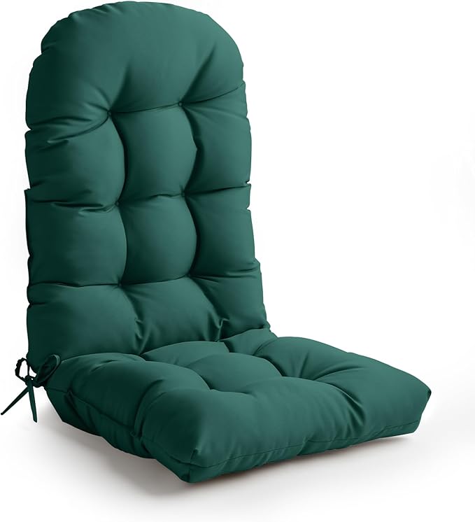 Adirondack Chair Cushion,High Back Patio Cushions with Adjustable Ties, 48.8 x 20.4 x 4.3,Waterproof Tufted Pillow,Fade Resistant Seat Rocking Chair Cushion for Indoor/Outdoor,Hunter Green,1