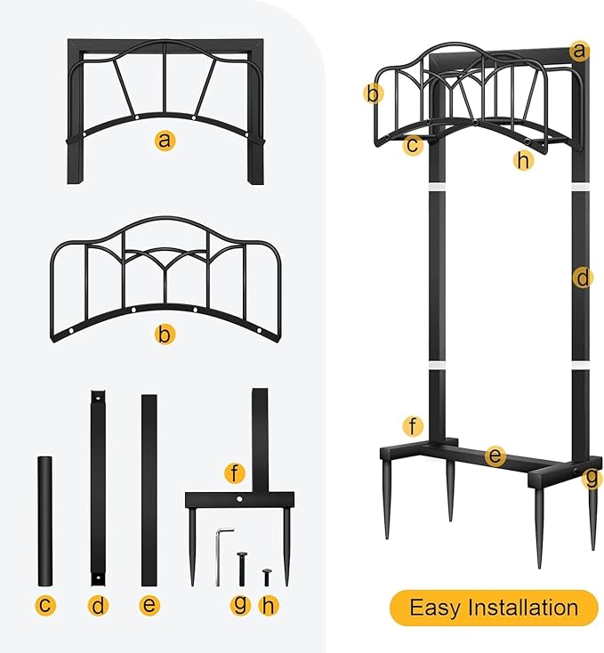 2 Pack Garden Hose Holder-Upgraded Hose Holder Holds 100-feet Hose,Freestanding Heavy Duty Hose Hanger,Sturdy Hose Stand and Hose Storage Rack for Lawn & Yard,Black