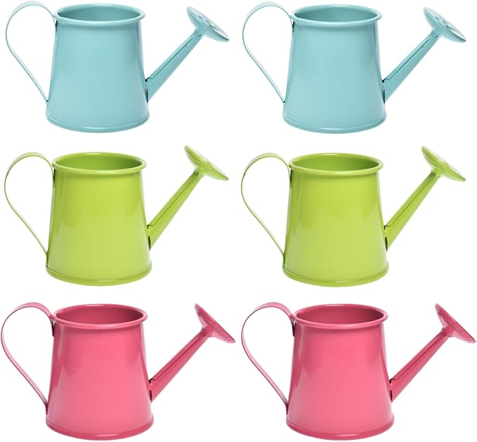 Mini Decorative Watering Can, Set of 6, Height 1.97 inch, Cute Metal Jug for Hand Crafts,Garden Theme Parties and Home Decor