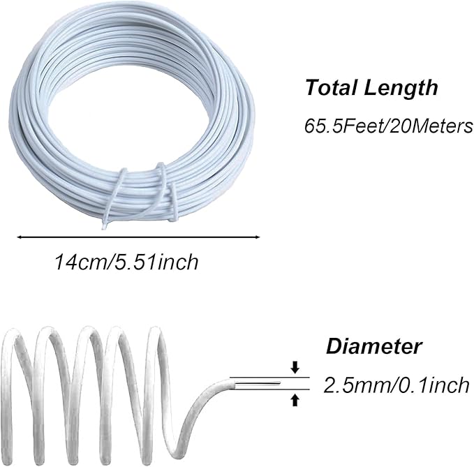 65.5 Feet Twist Ties for Climbing Plants Green Gear Ties Garden Plant Wire Outdoor & Indoor Plants Supporting Tree Tomatoes Vegetables Tape (Diameter - 2.5MM)