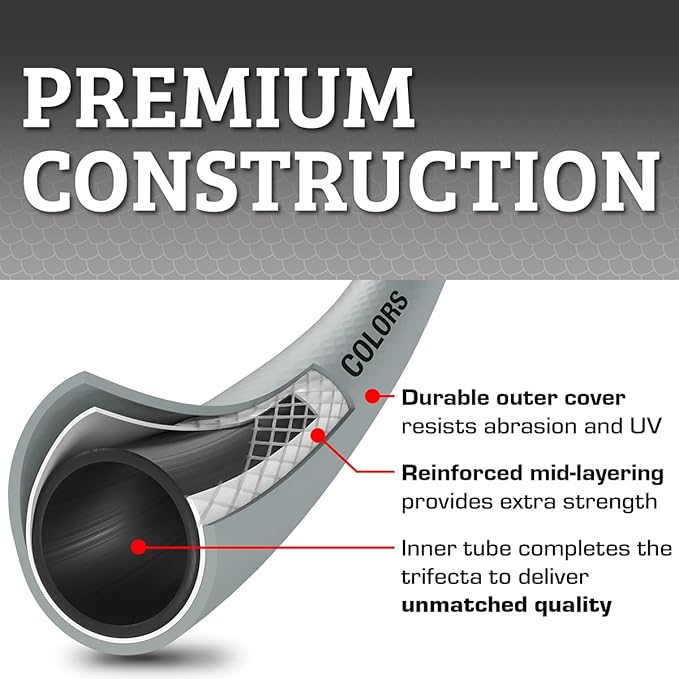 Flexzilla Colors SwivelGrip Garden Hose 5/8 in. x 5 ft., Lightweight All-Weather Water Hose, Durable and Flexible, Leak-Free Connections, Slate Grey
