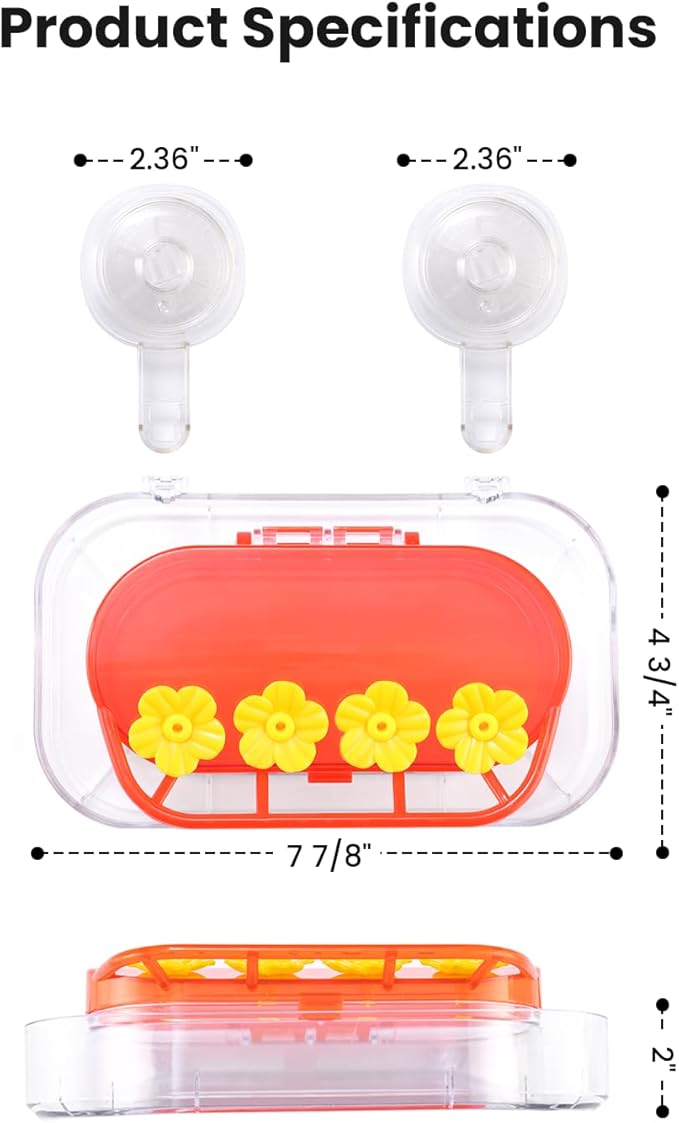 Redboat Window Hummingbird Feeder, Strong Suction Cup Hummingbird Feeder with 4 Feeding Ports, Easy to Clean and Refill Plastic Humming Bird Feeder,Gifts,1 Pack,10oz