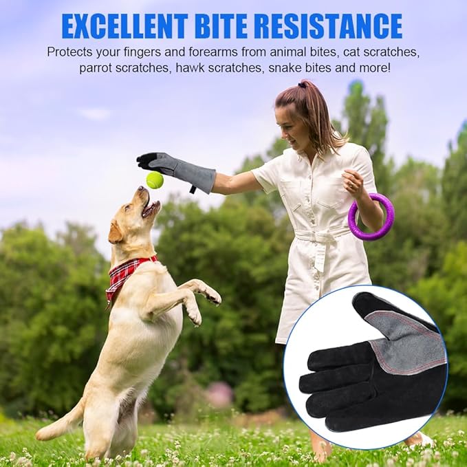 AUAUY Heat & Fire Resistant Gloves Leather BBQ Gloves Wear Resistant Heavy-Duty Welding Gloves for Grinding,Baking,Gardening