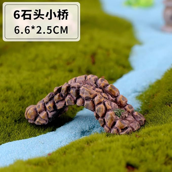 MAOMIA 8 Pcs Mini Lighthouse Water Well Bridge Figurines Miniature Gardening Pool Lawn Running Water Terrarium Stone Bridge Figurine Micro Landscape Indoors Outdoors Decorative Accessory