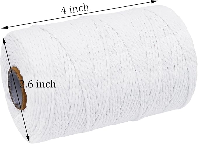 Twine String,500 Feet Cotton Butchers Kitchen Twine String Cooking for Crafts Roasting Gift Wrapping DIY Decoration Gardening Packing Materials,White