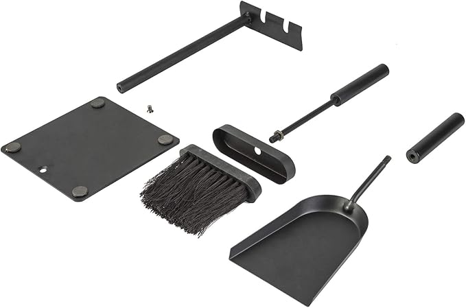 Hearth Tidy Set, All Black, Wood Stove Tool Set, Fireplace Companion Set