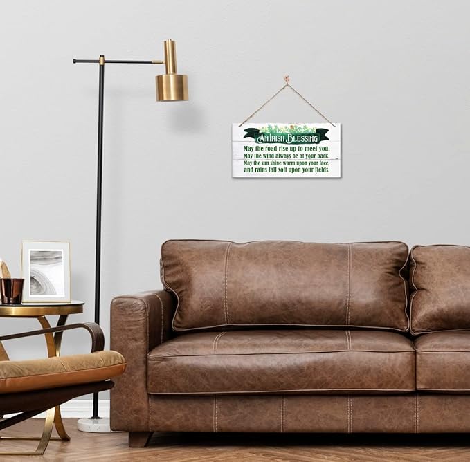 Hanging St. Patricks Day Wood Decor Sign, An Irish Blessing Printed Wood Wall Art Sign, May The Road Rise Up To Meet You. Irish Home Signs Decor, Hanging Door Wood Sign, St Patricks Day Décor