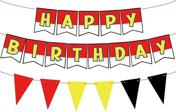 Red White Yellow Happy Birthday Decorations Cute Interesting Birthday Decorations Party Decoration Party Supplies Decoration Suitable for Boys Girls Baby Party Children