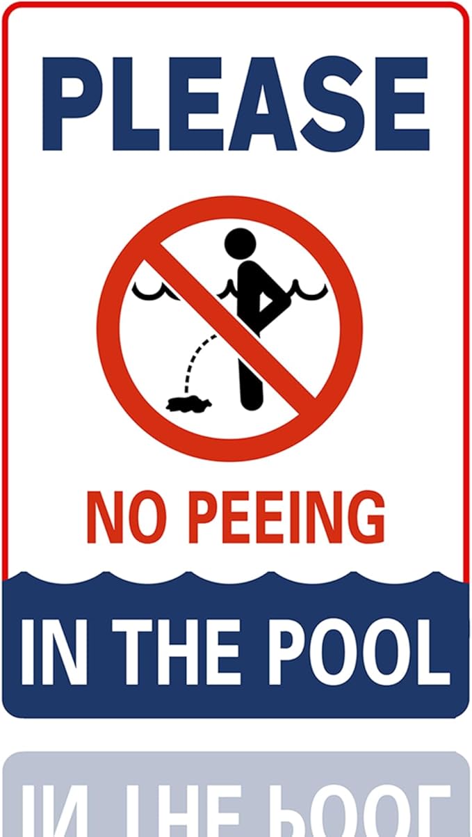 Pool Signs Vintage Please No Peeing In The Pool Metal Tin Sign Pool Decorations Outdoor Swimming Pool Wall Decor Pool House Decor 8x12 Inch, green white red