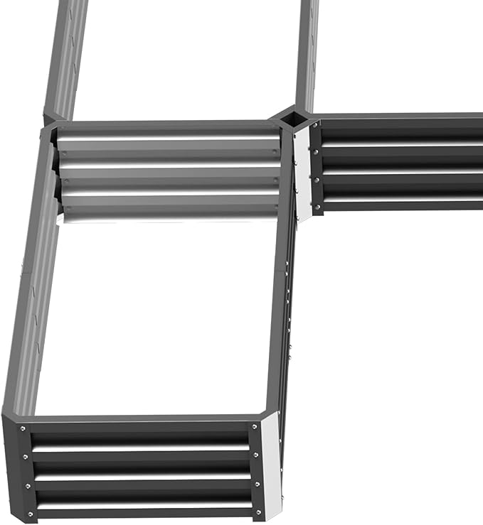 Outsunny 8 x 8' Raised Garden Bed Set, Large Steel Flower Planters for Outdoor Plants, Easy Assembly for Vegetables, Herbs, Gray