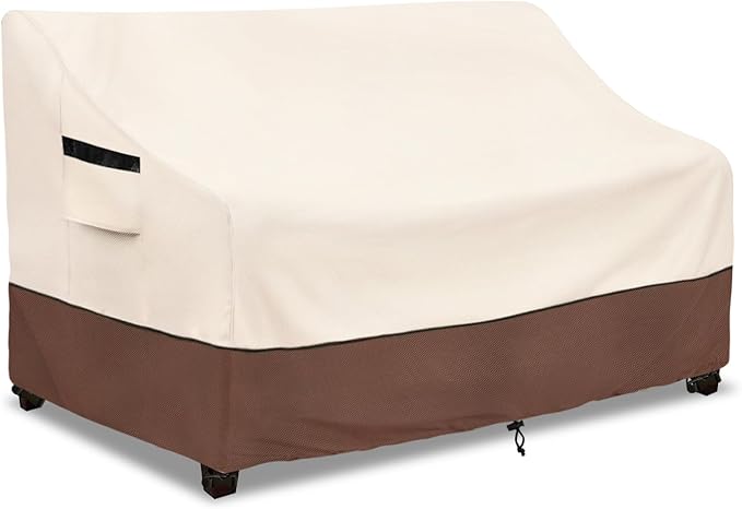 Outdoor 2-Seater Loveseat Cover,Patio Sofa Covers Fits up to 58W x 32.5D x 31H Inches,100% Waterproof Heavy Duty Patio Furniture Covers,Beige&Brown