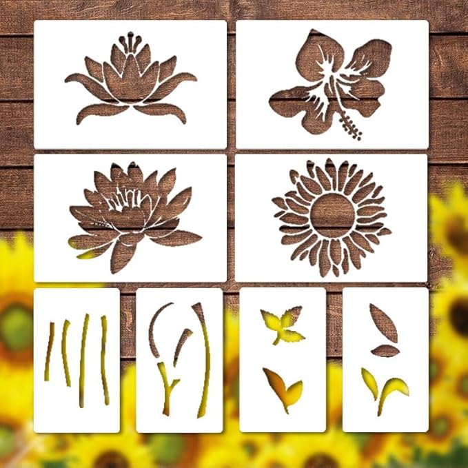 Garden Fence Large Flower Stencils - Reusable Floral Stencil DIY Decoration for Painting on Wood Walls Pattern, Jumbo Sunflower Yard Spray Paint Big Crafts Floor Stencils (C)